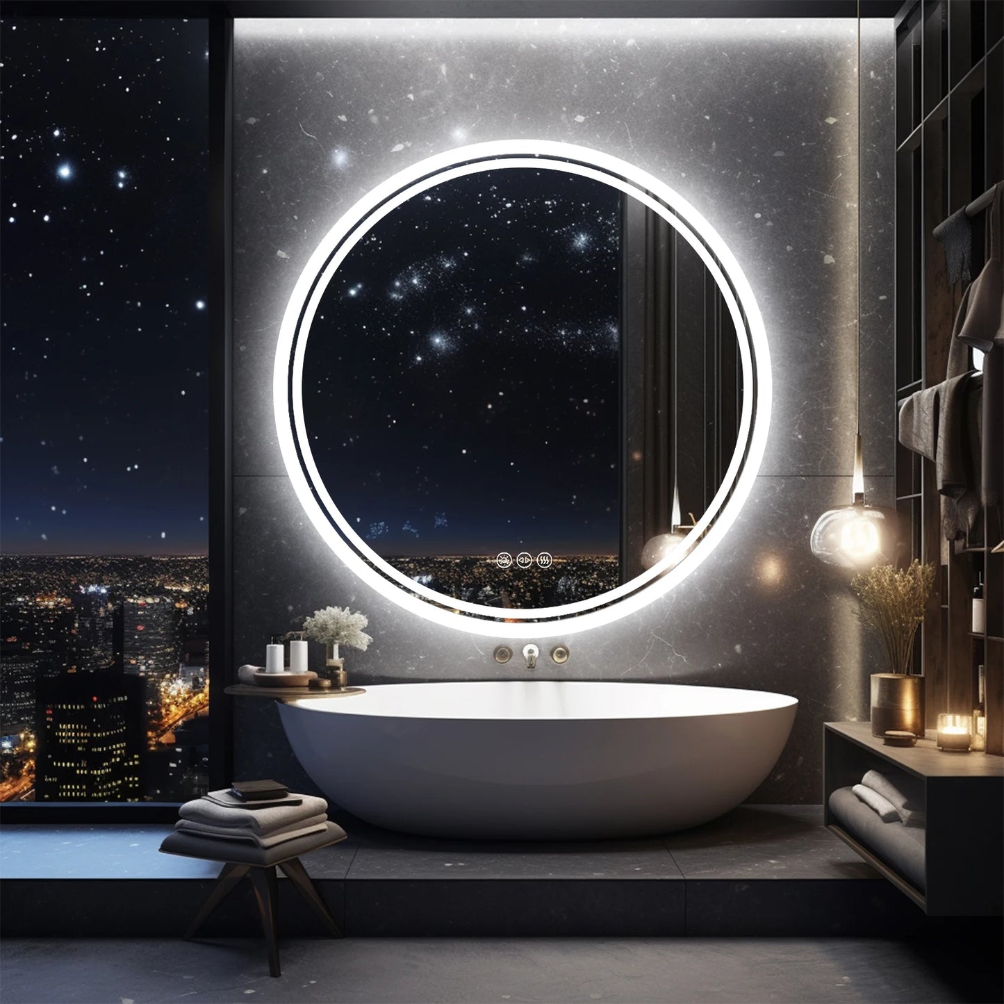 Wisfor Bathroom Led Circle Backlit Wall Mirror Anti Fog IP65