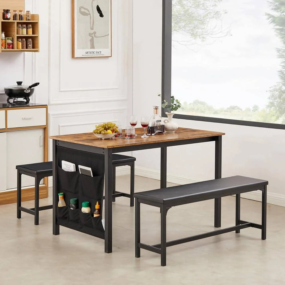 Extendable Dining Table With Benches And Chairs Set Modern Dining Room