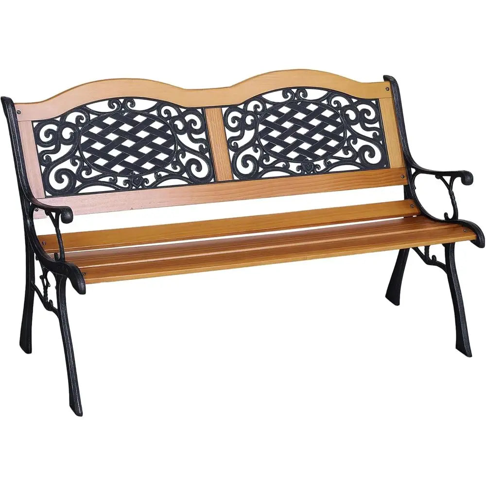 DAFIFY Outdoor Garden Bench With Pine Wood Seat Plastic Backrest
