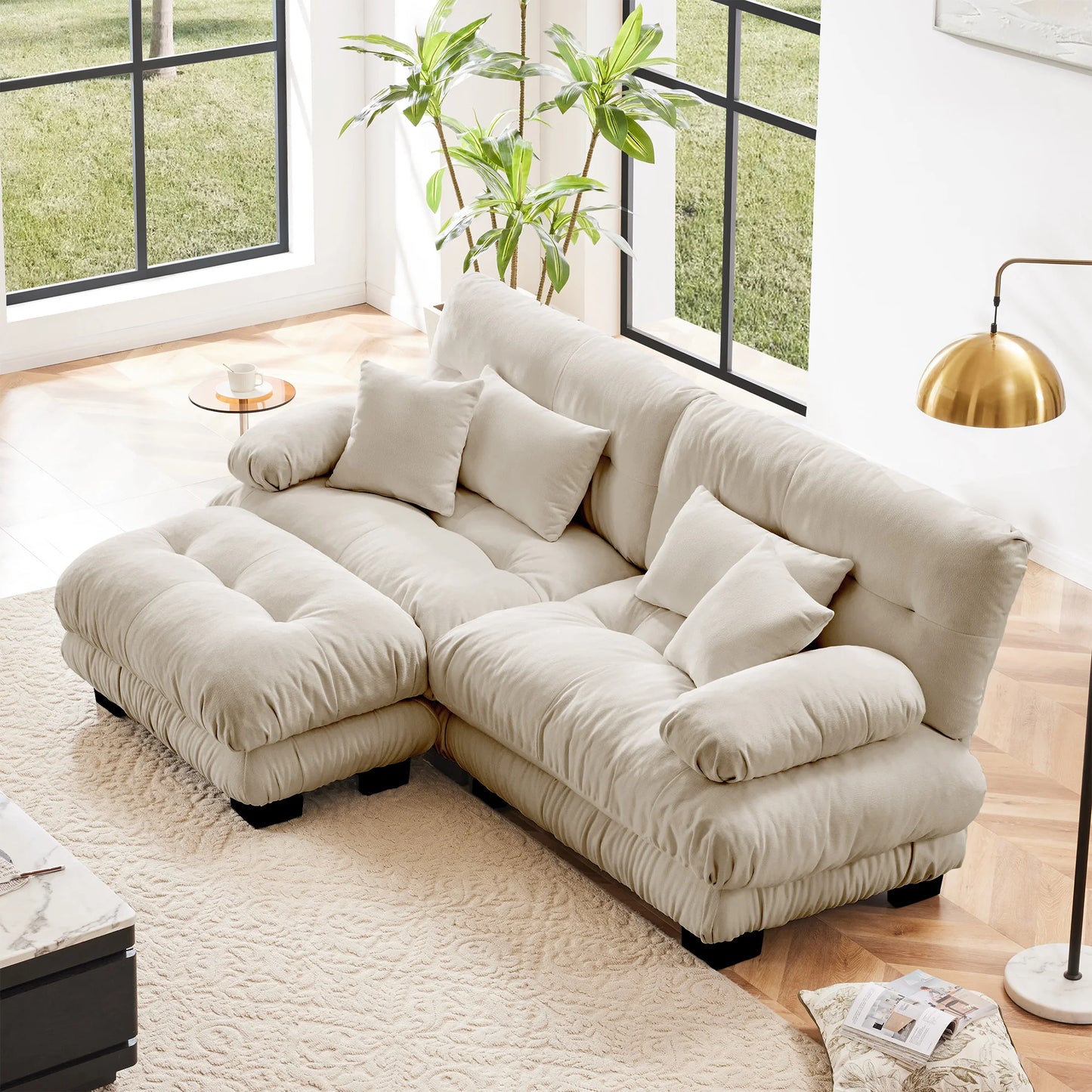 Modular Sectional Sofa Chenille With Ottomans Couch For Home Comfort