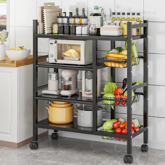 Multifunctional Removable Cabinet Storage Rack With 4 Tier Metal Shelves