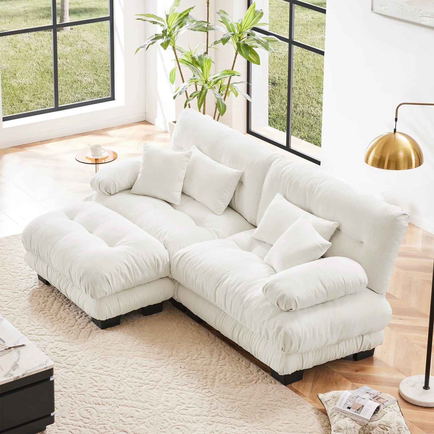 Modular Sectional Sofa Chenille With Ottomans Couch For Home Comfort