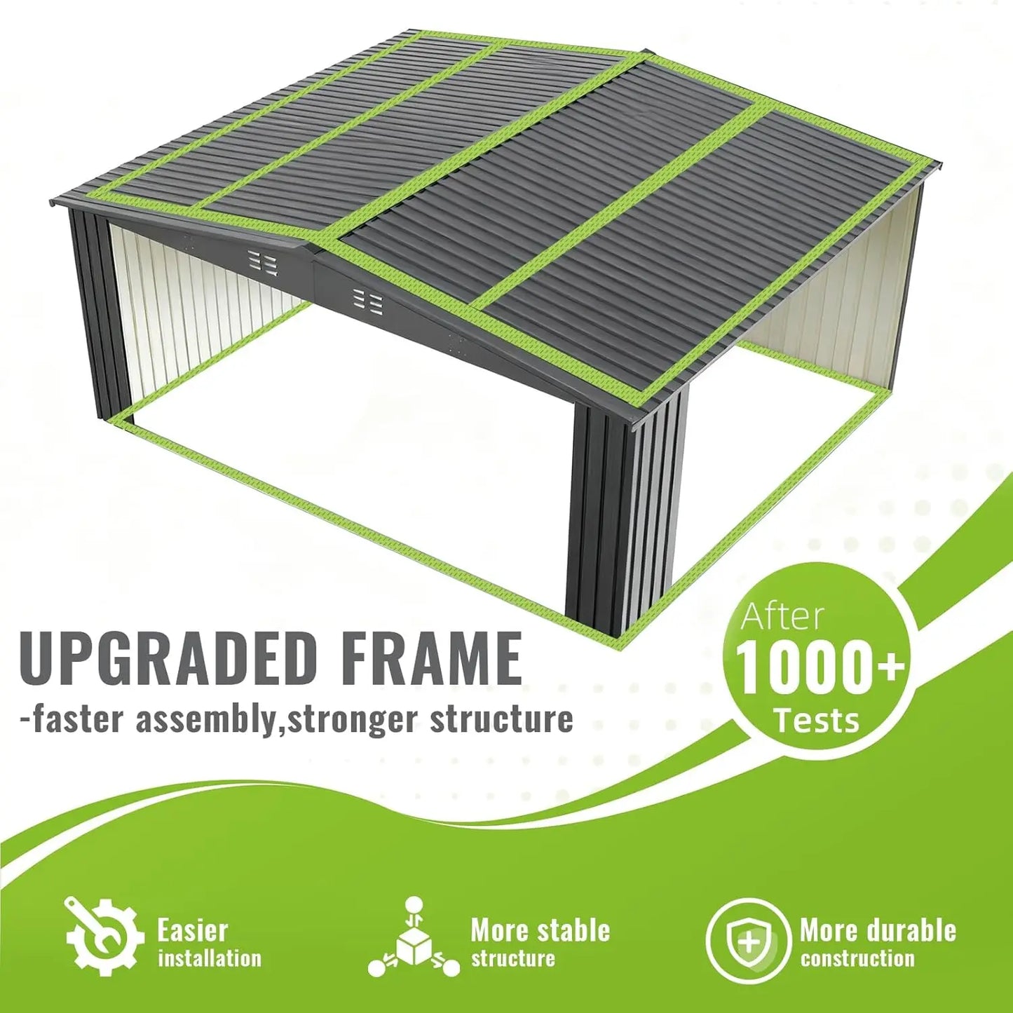 Outdoor Metal Storage Shed With Lockable Doors For Garden Tools