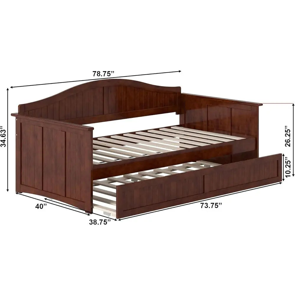 AI Nantucket Twin Wood Daybed With Twin Trundle Walnut
