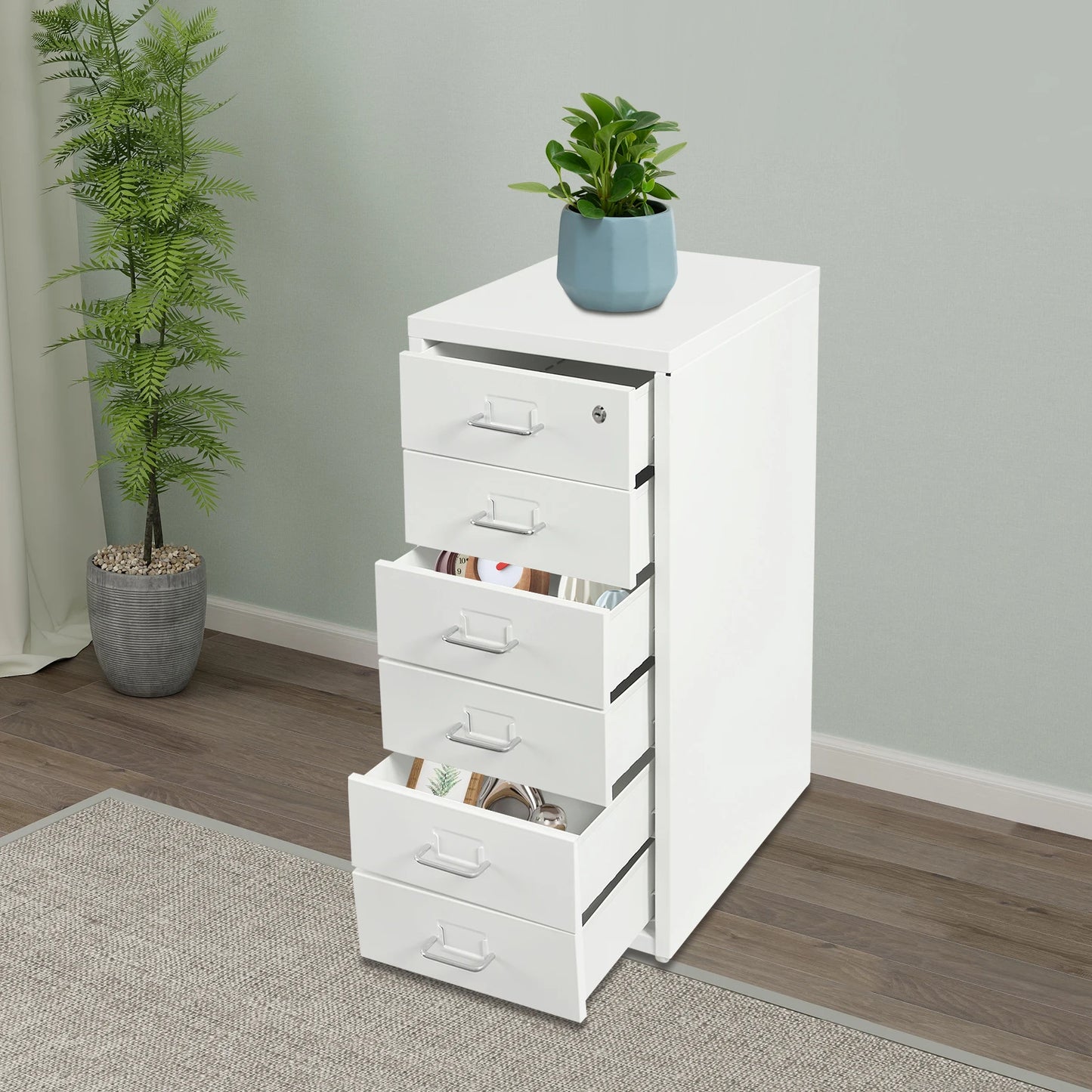 Locking File Cabinet With Metal Wheels For Home Office