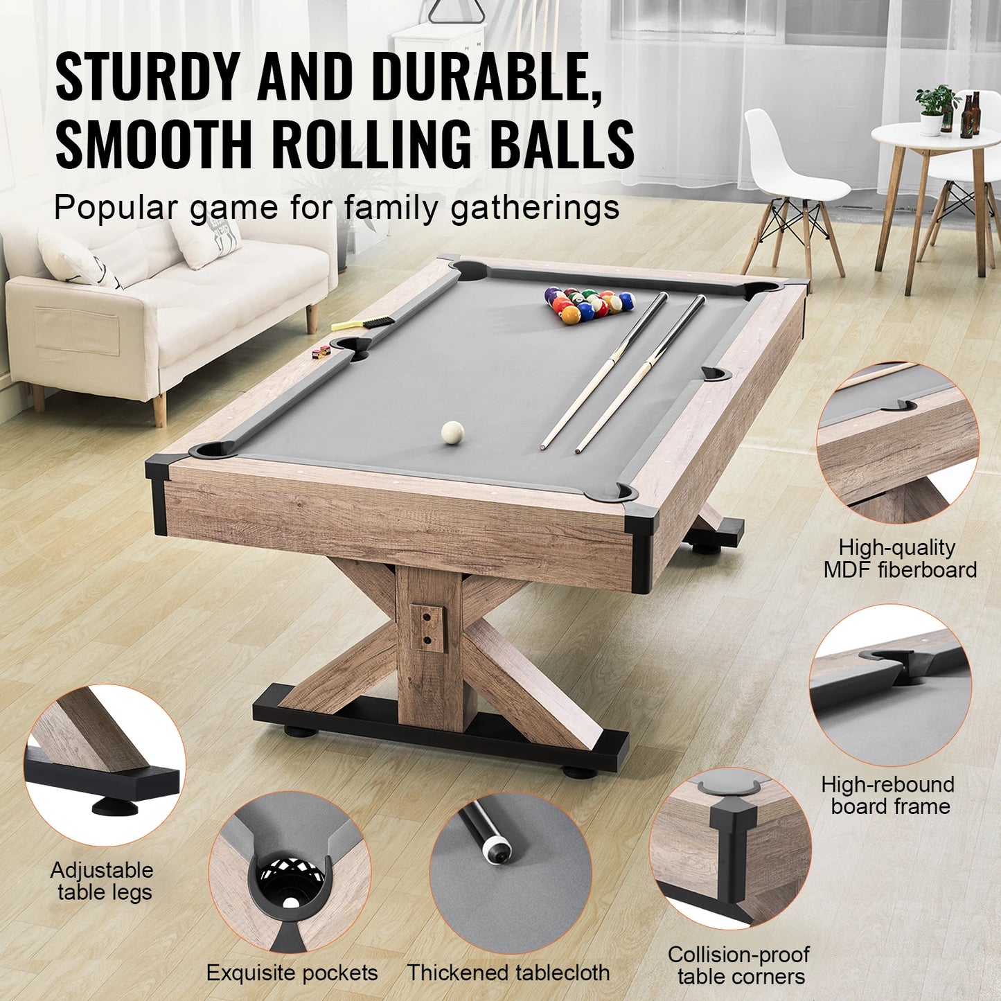 Three In One Billiards Table Multi Game Set Pool Tennis