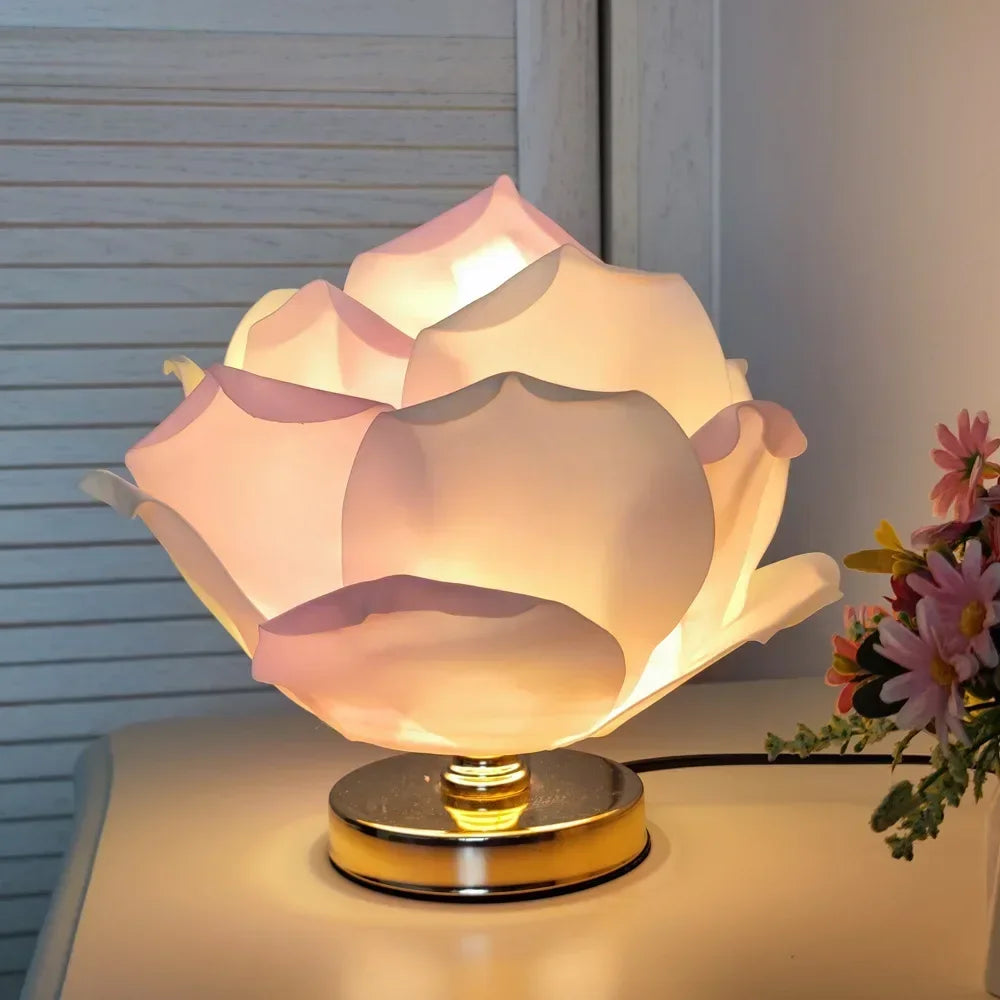 Creative Rose Floral Table Lamps For Girls Bedroom