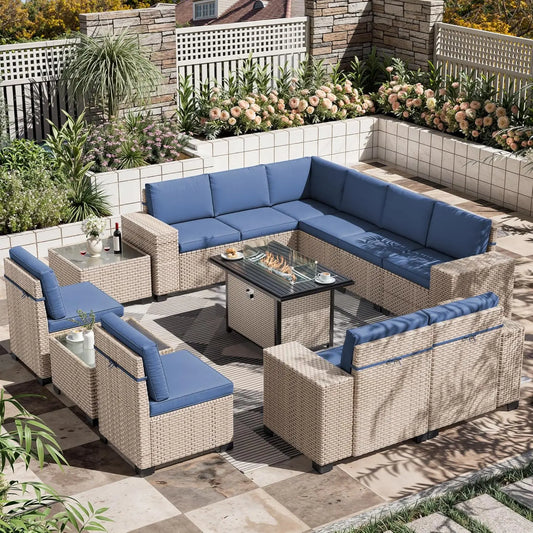 Outdoor Patio Furniture Set Wicker Sofa High Back Rattan