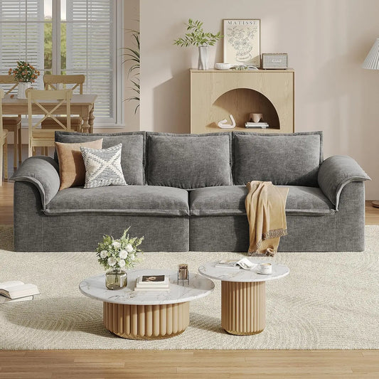 Corduroy Upholstered Floor Couch For Living Room No Assembly Required