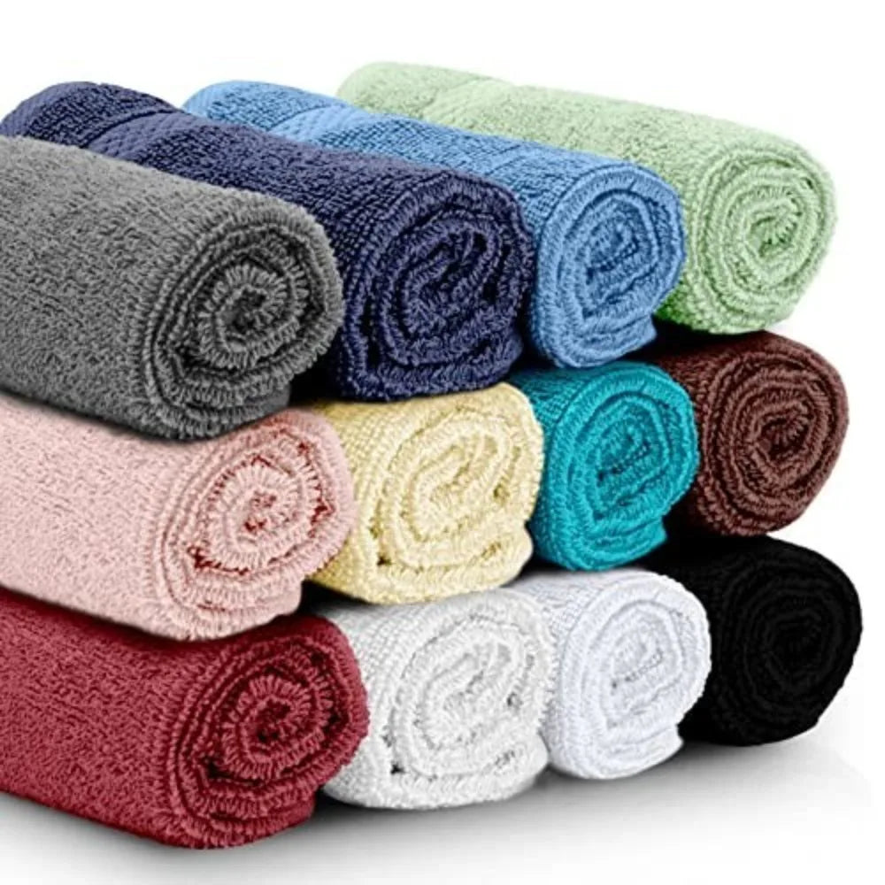 Cotton Washcloths - 13x13 Hotel Face Towel - Multi Color 12/Pack