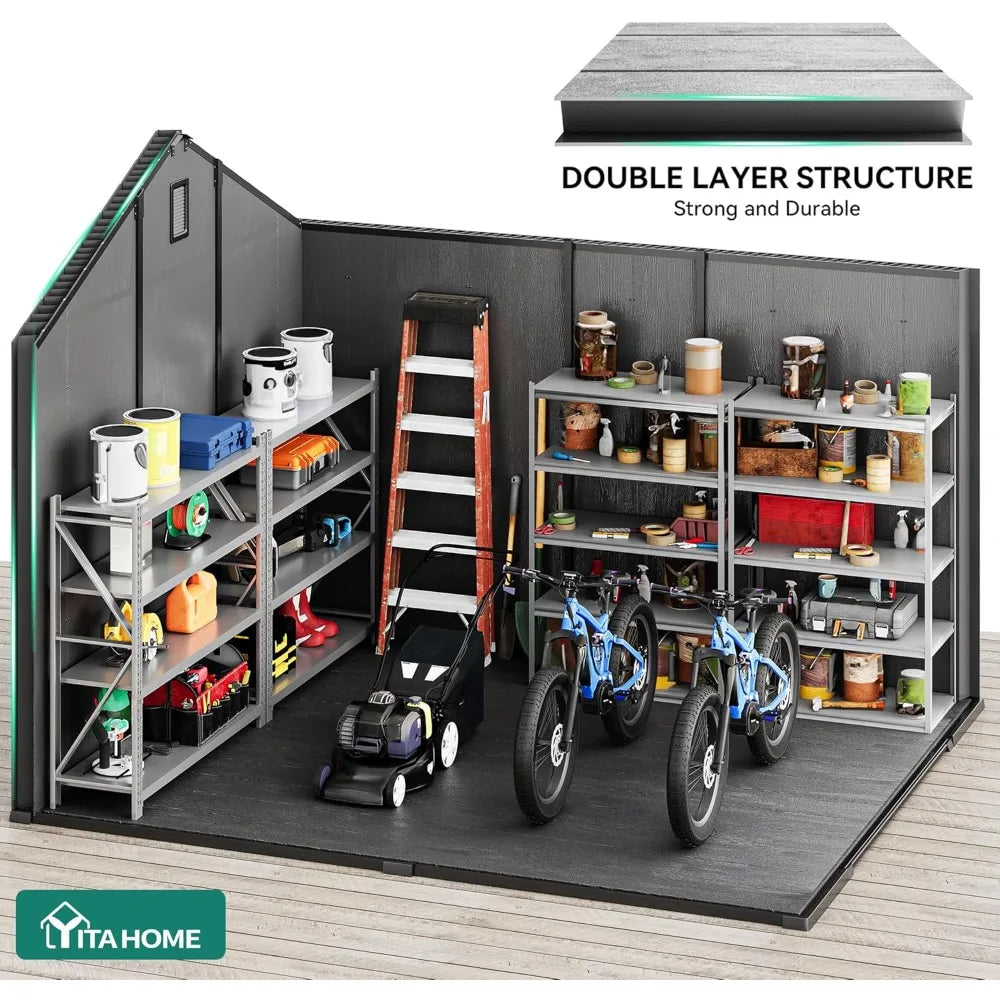 Outdoor Resin Storage Shed With Lockable Doors Windows And Vents