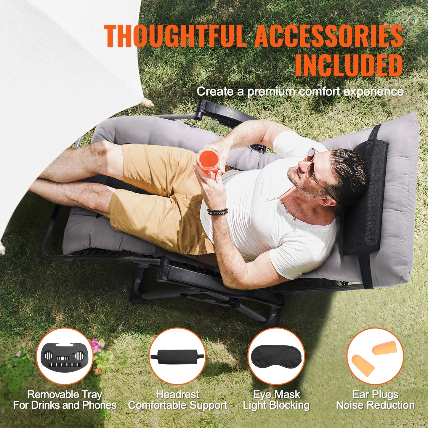 SucceBuy Zero Gravity Recliner Chair With Cushion Footrest And Cupholder