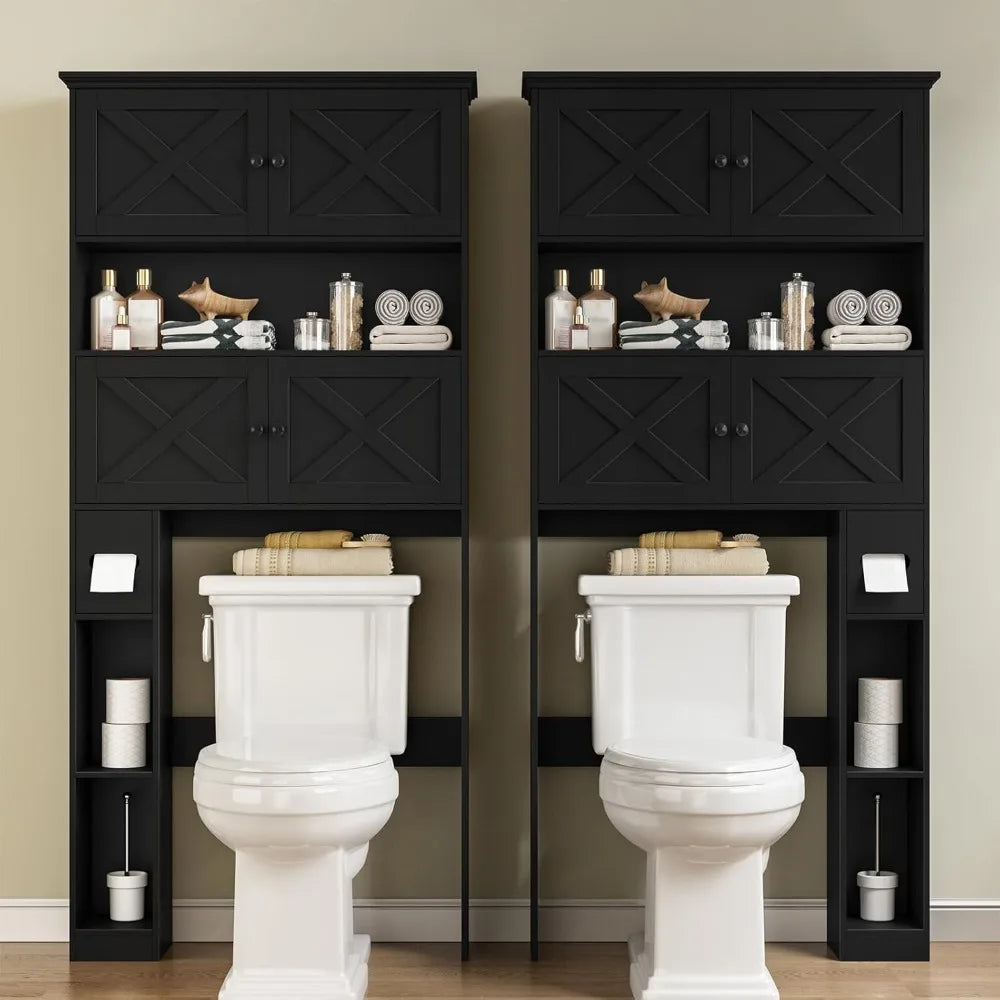XMSJ Over The Toilet Storage Cabinet Farmhouse 4 Barn Doors