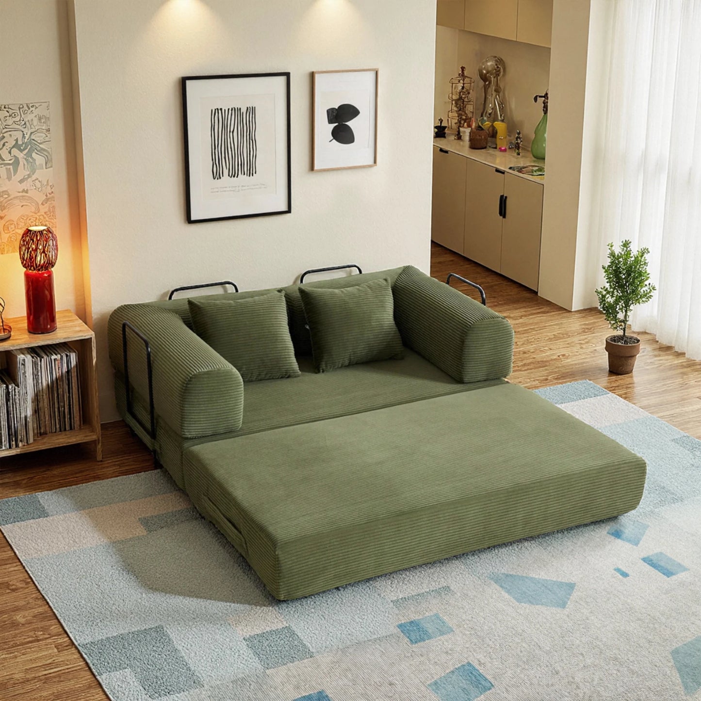 THOLASIS Cloud 4-In-1 Convertible Floor Sofa Bed Living Room