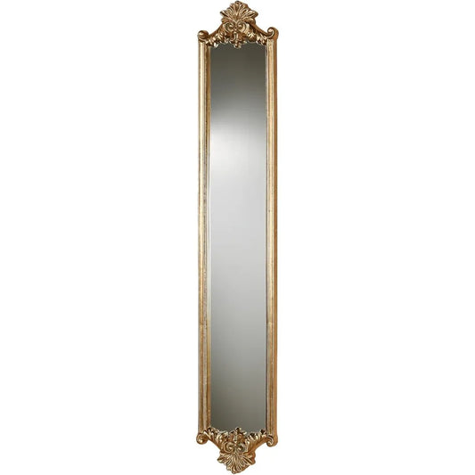 Alistair Wall Mirror Panel, Resin, Glass, Gold Leaf Finish, Slender Mirror for Bathroom, Bedroom, Hallway