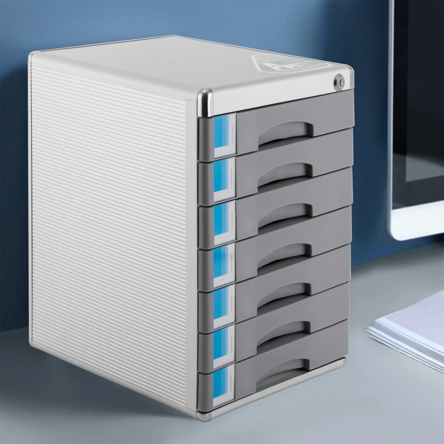 Aluminum Alloy Drawer Organizer With Lockable 7 Compartments For Office