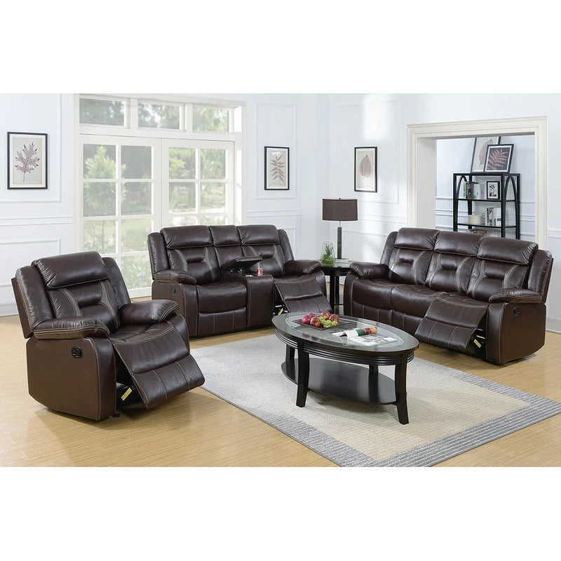 Modern Leatherette Glider Recliner With Pillow Arms And Headrest For Living Room