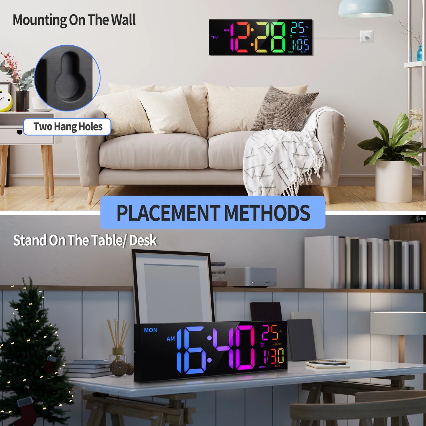 Hign-concerned Digital Wall Clock With Remote Alarm DST Temperature LED-Display-Analytics