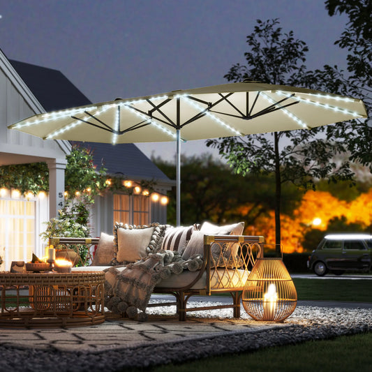 Outsunny Outdoor Patio Umbrella With Integrated Solar Lights