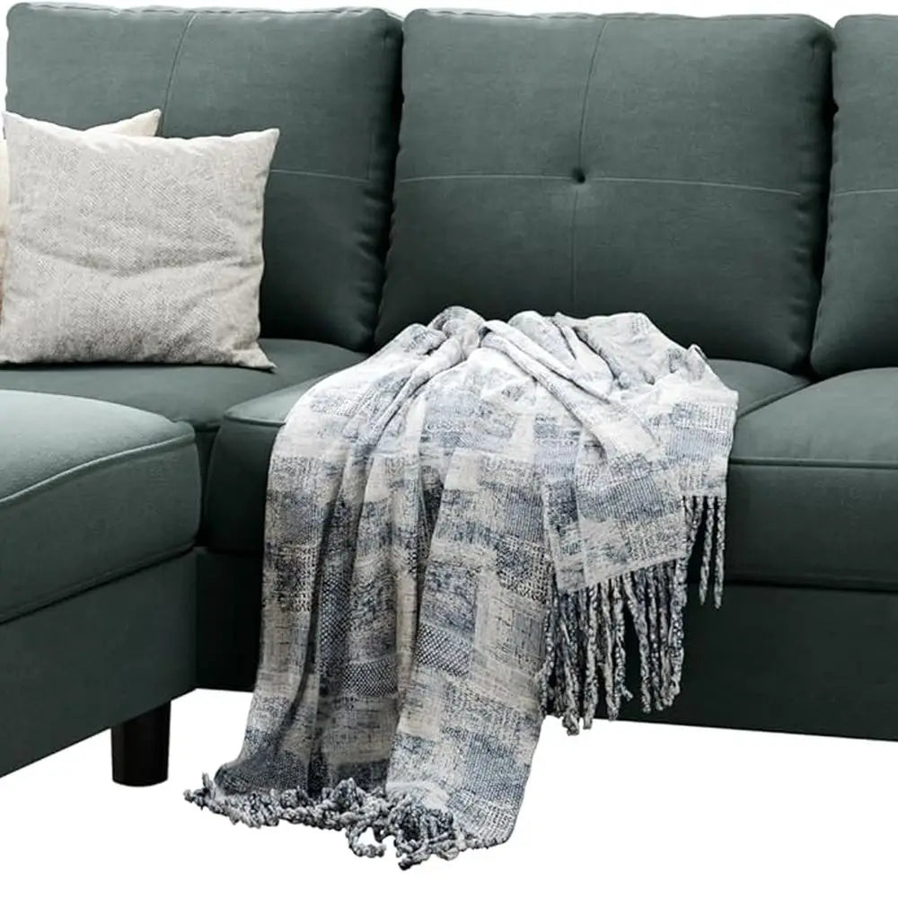 L Shaped Convertible Linen Sofa Midcentury Modern Upholstered Comfort LivingSpaces