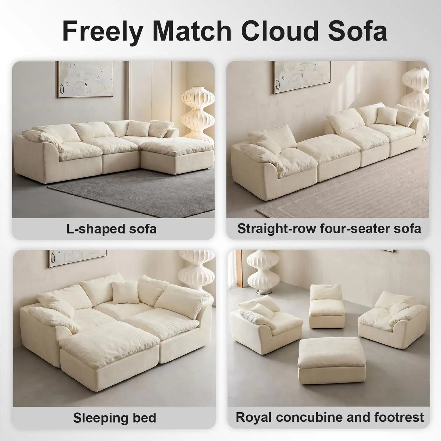 Cloud Sectional Sofa Living Room With Modular L Shaped Chaise