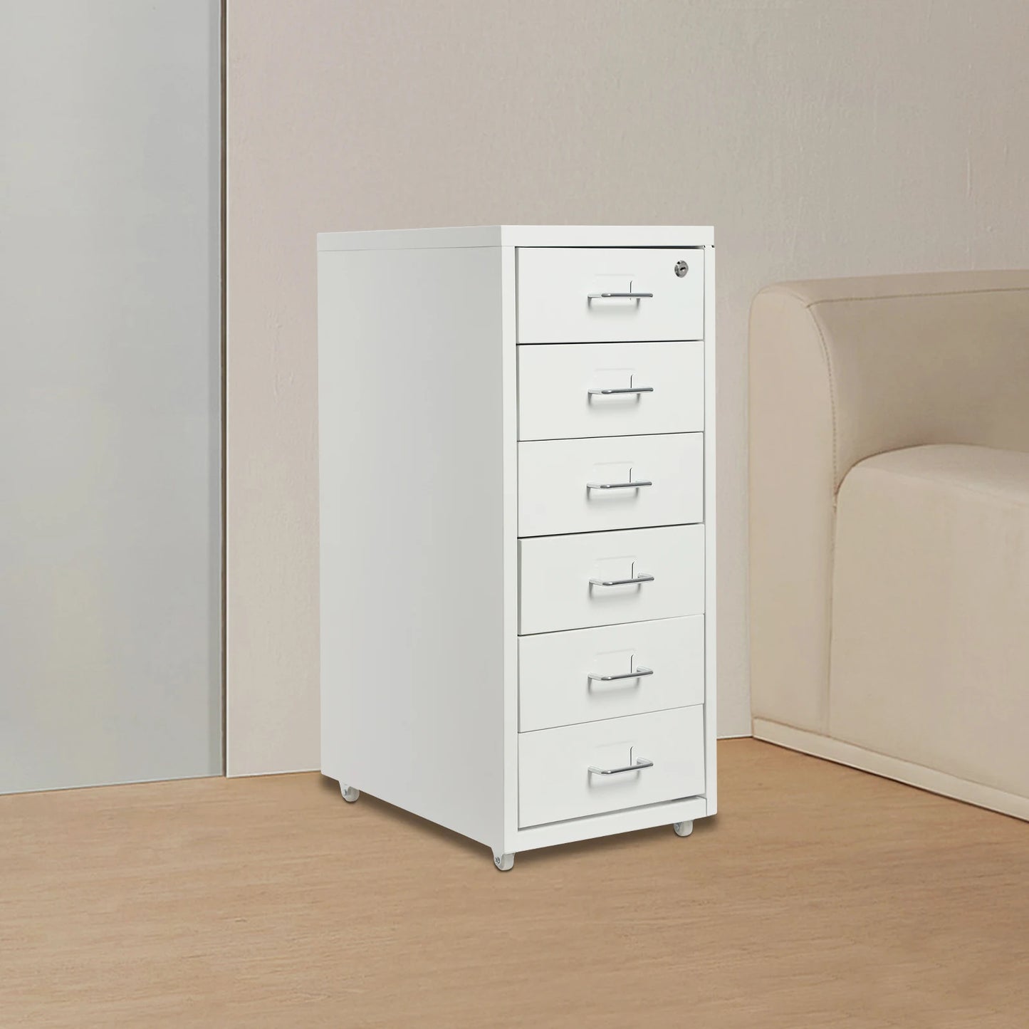 Locking File Cabinet With Metal Wheels For Home Office