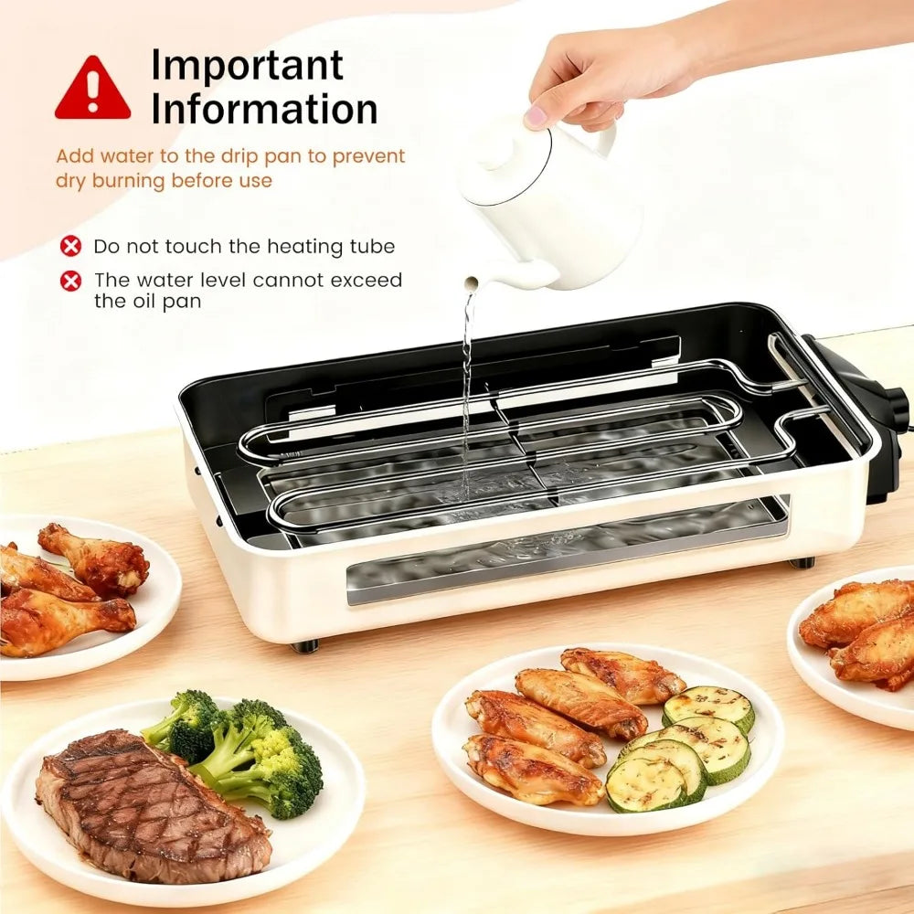 NBVCX 1500W Smokeless Indoor Grill 2-In-1 Removable Grill Plate