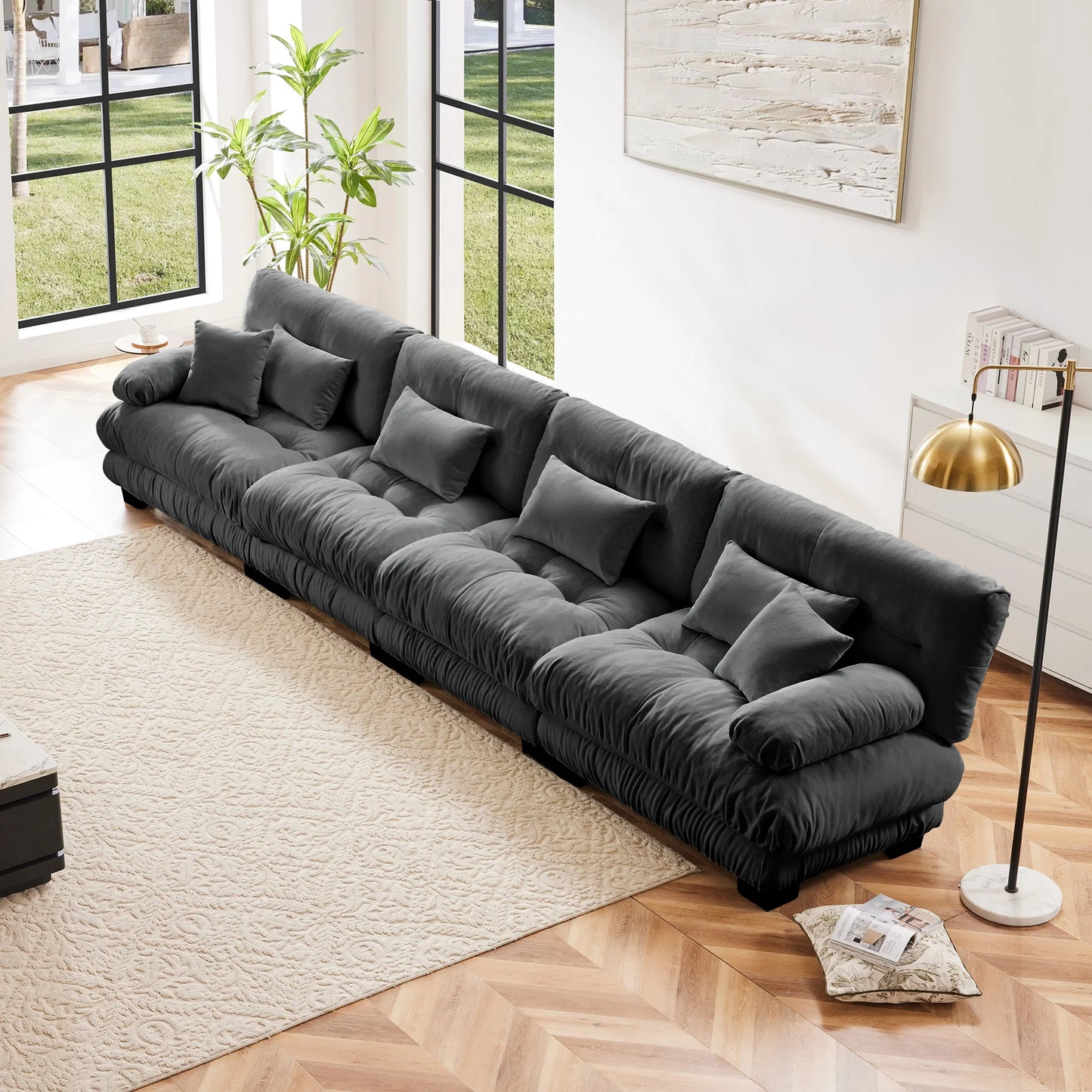 Modular Sectional Sofa Chenille With Ottomans Couch For Home Comfort