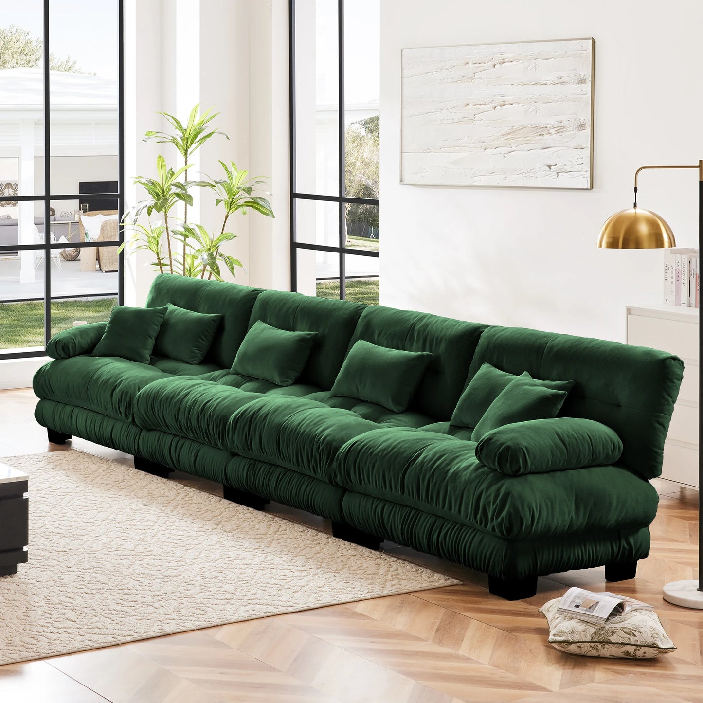 Modular Sectional Sofa Chenille With Ottomans Couch For Home Comfort