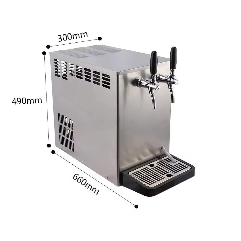 ONEHAPPY Countertop Draft Beer Cooler Dual Tap StainlessSteel Dispenser TemperatureControlled