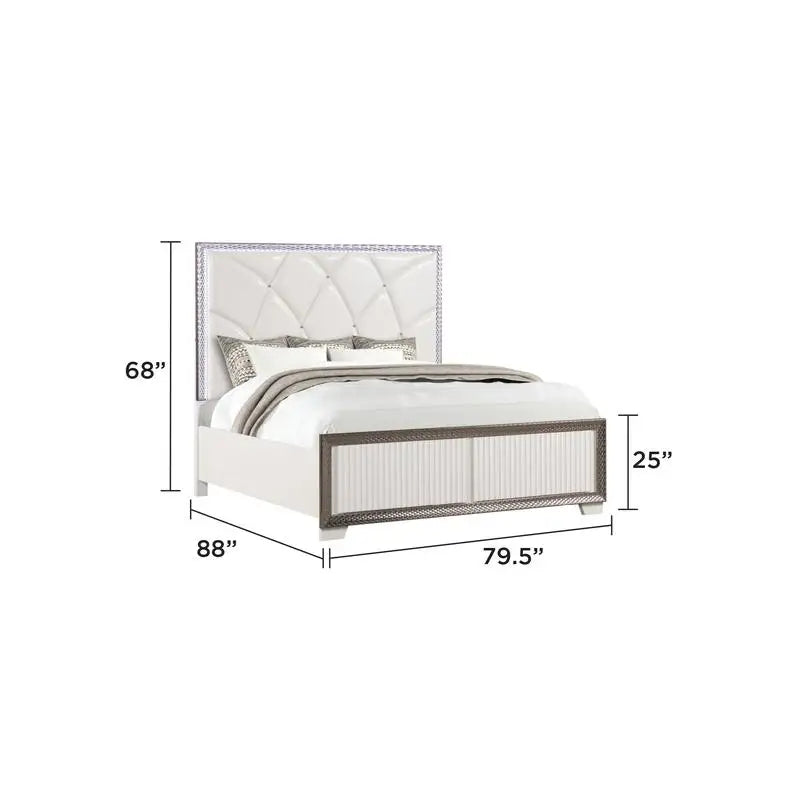 Contemporary 5 Piece Bedroom Set With Diamond Accents LED Lighting