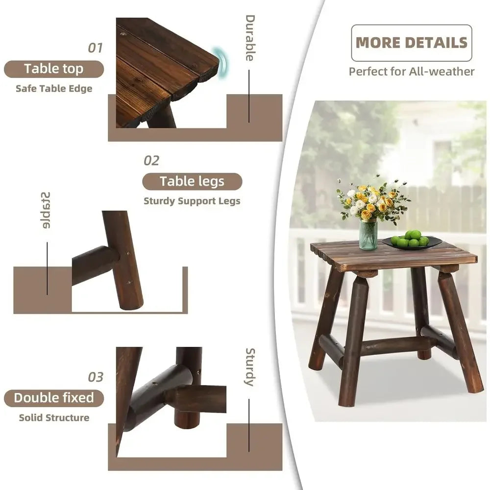 Rustic Wood Rocking Bistro Set With Chairs And Table