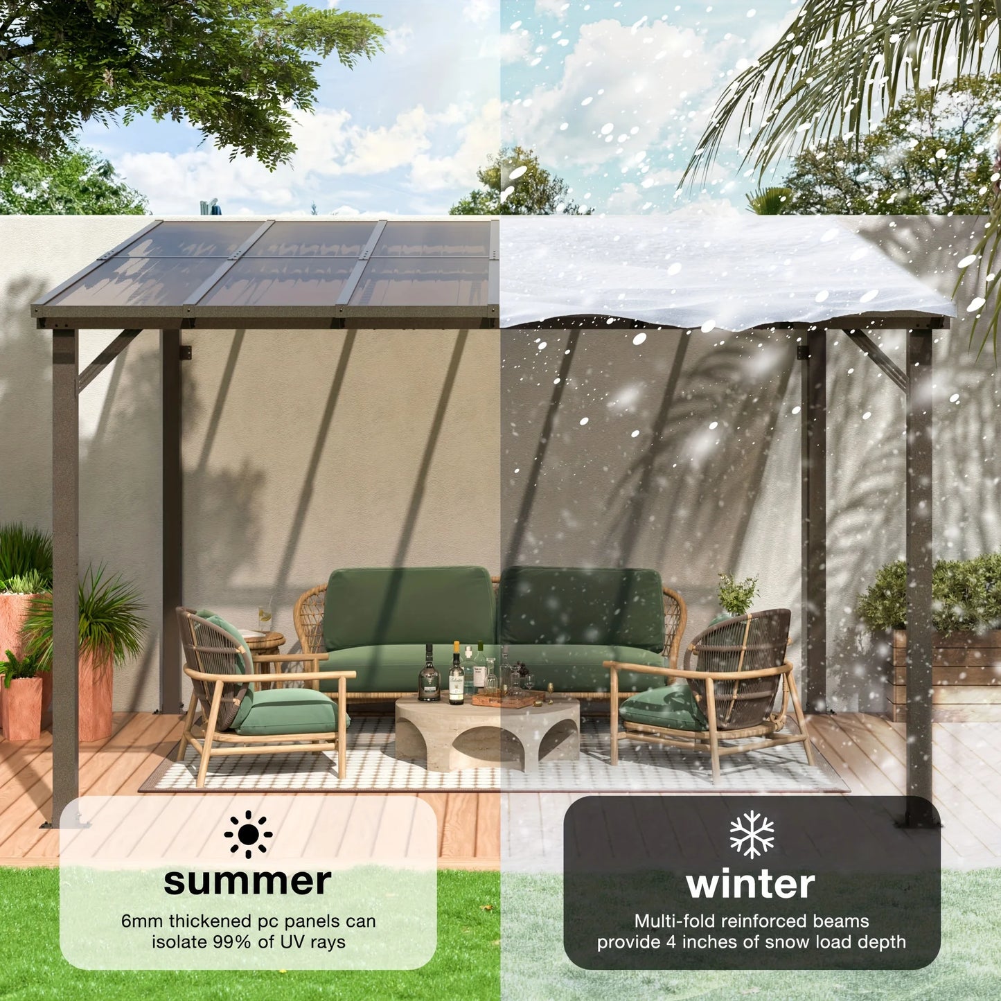 Polar Aurora All Weather Gazebo Aluminum Frame Galvanized Roof
