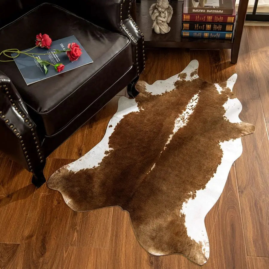 Premium Faux Cowhide Rug With Striped Pattern For Living Room