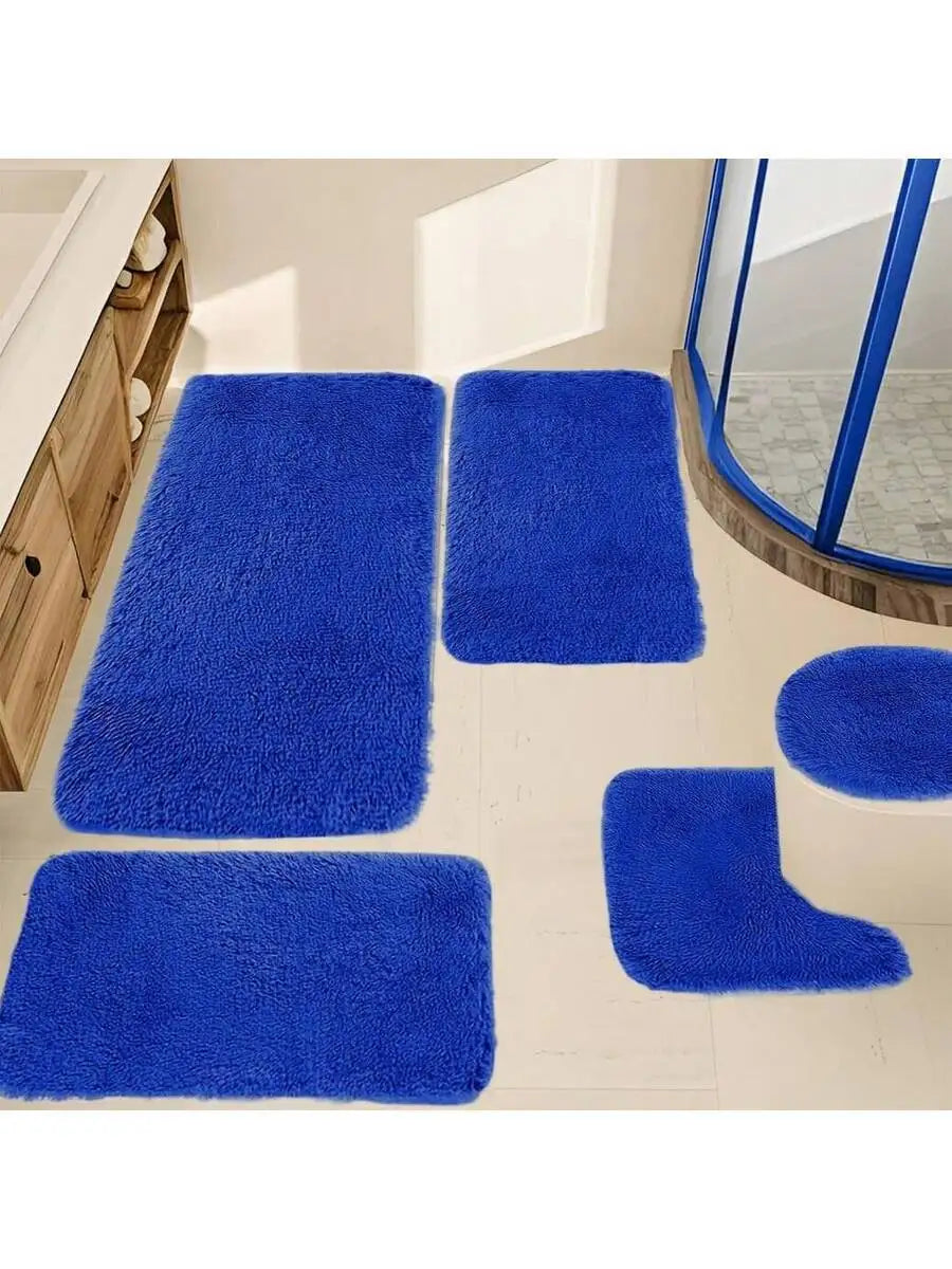 Plush Non Slip Bathroom Rug Set Absorbent And Machine Washable