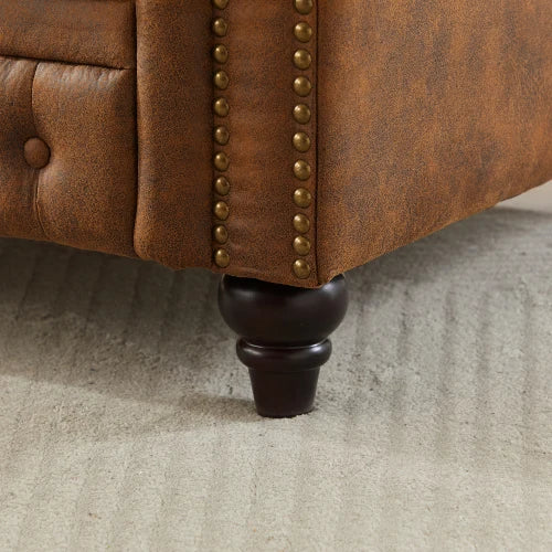 Tech Fabric Chesterfield Sofa With Rolled Arms 3 Seater Cushions
