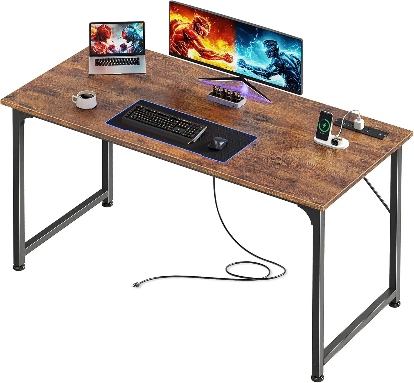L Shaped Desk With USB Port And High Power Outlets