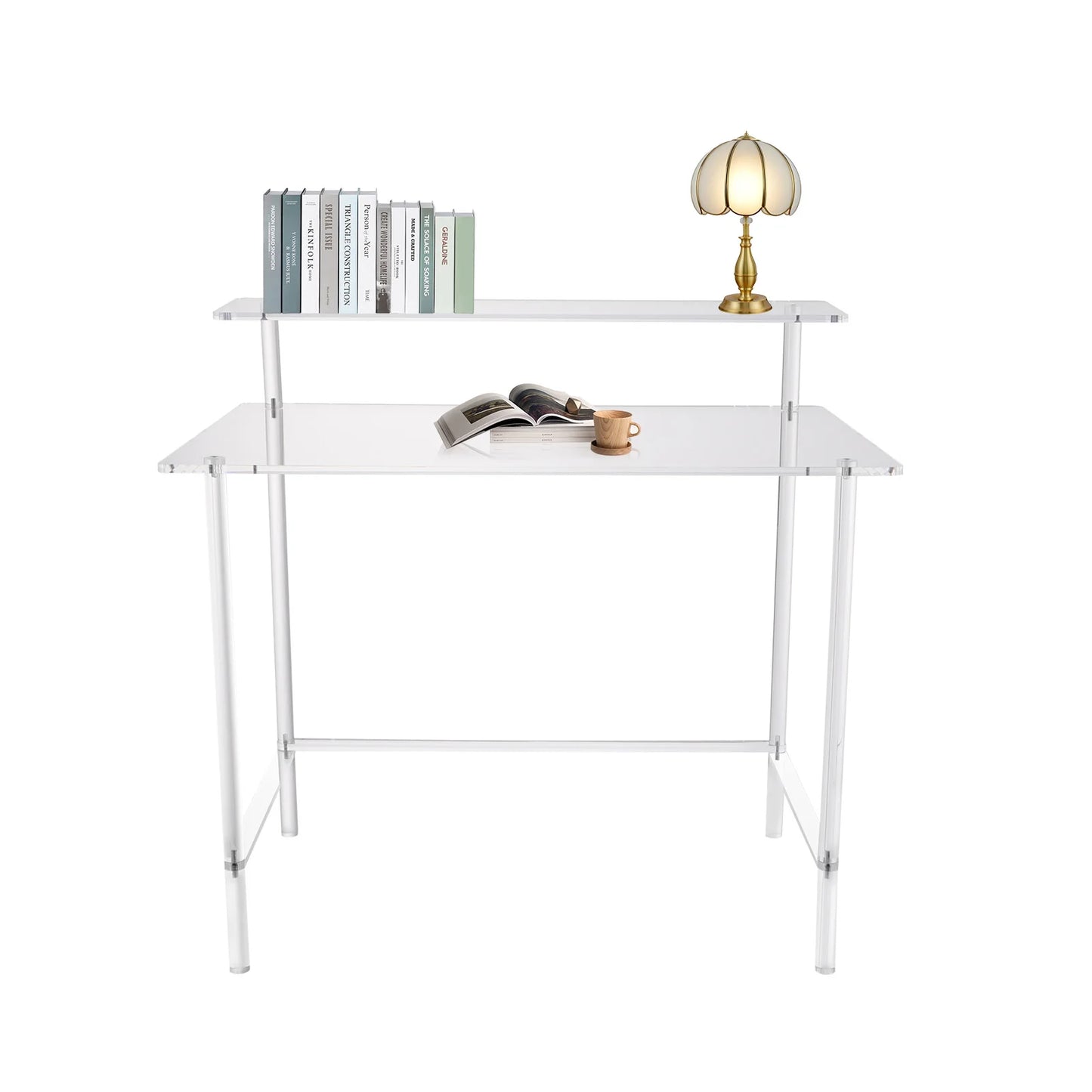 Bymaocar Acrylic Two Tier Computer Desk For Home Office