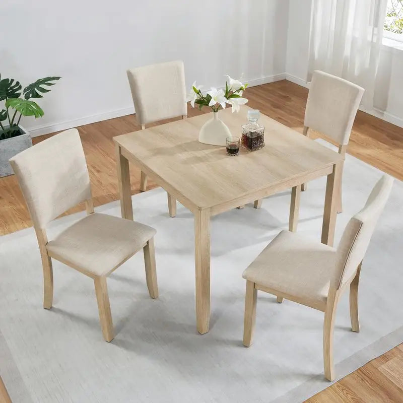 Modern Wooden Dining Table Set With Four Chairs For Kitchen