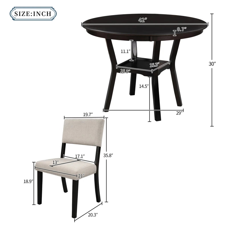 5 Piece Dining Set With Round Table And Four Chairs