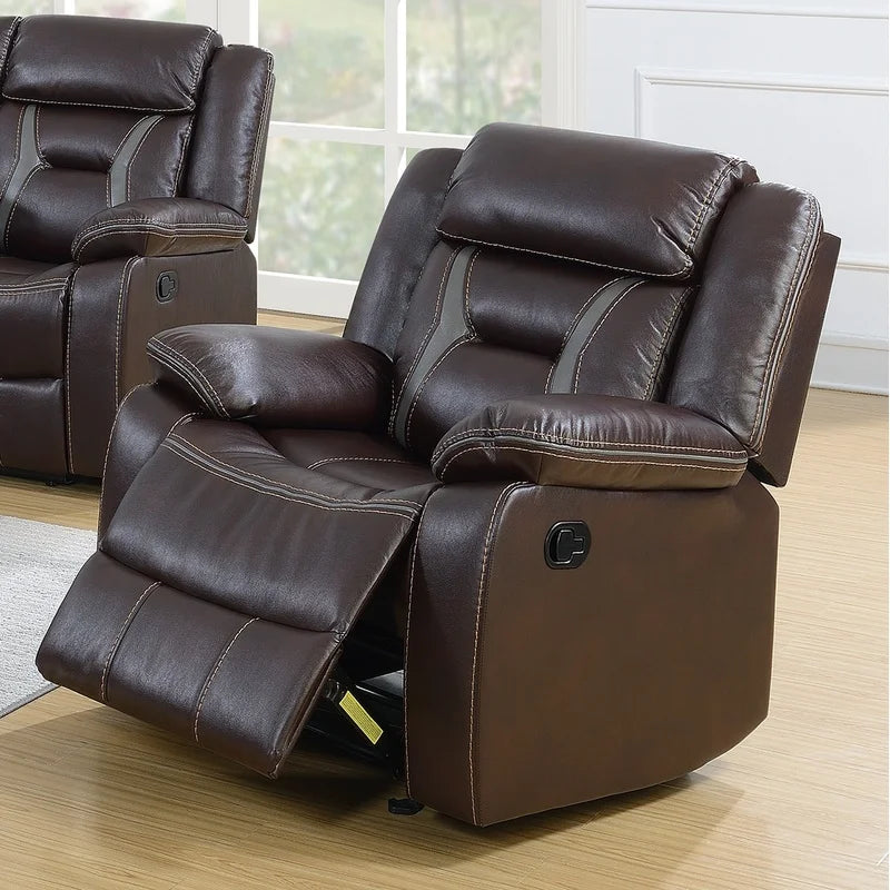 Modern Leatherette Glider Recliner With Pillow Arms And Headrest For Living Room