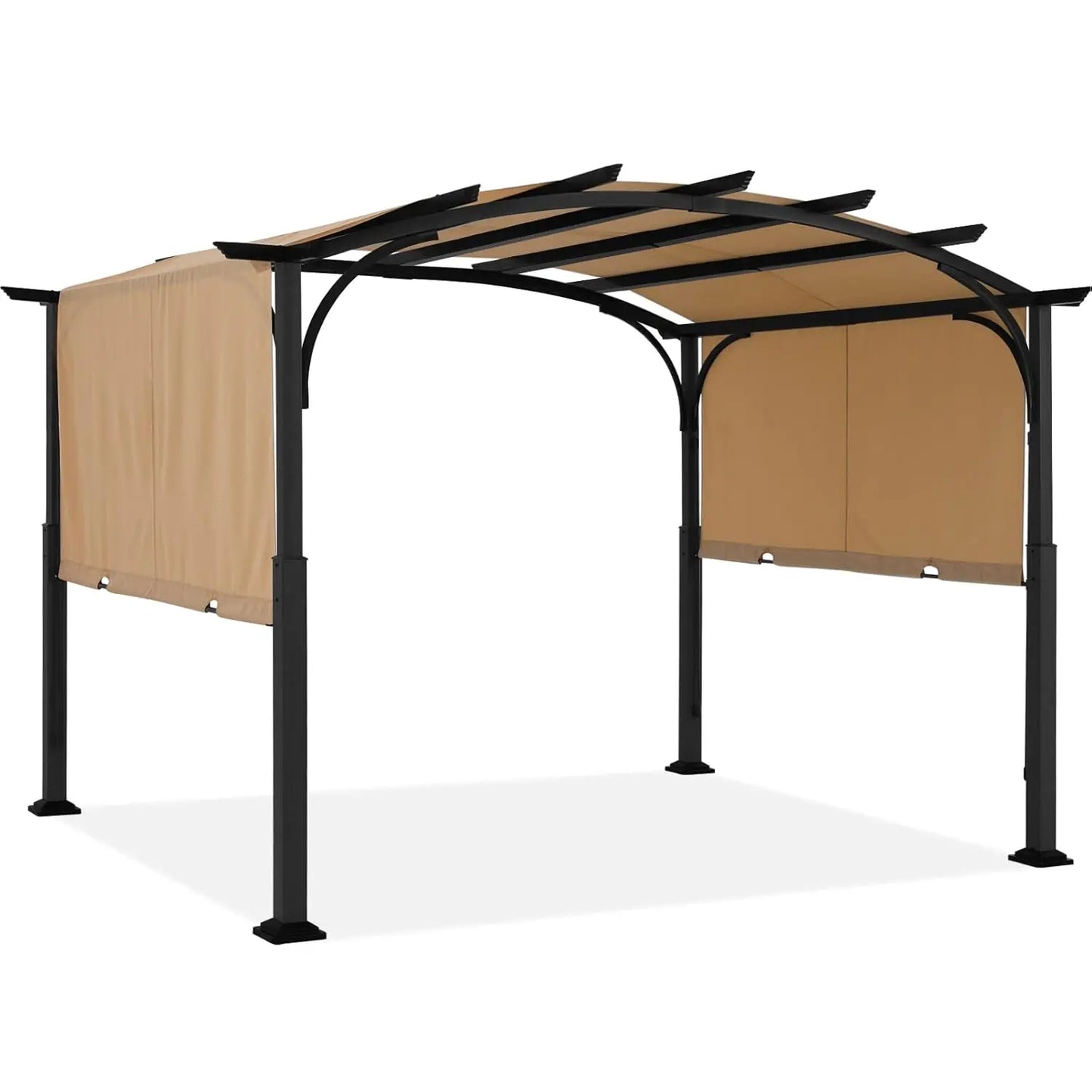 Arched Metal Pergola Gazebo With Retractable Canopy For Patio