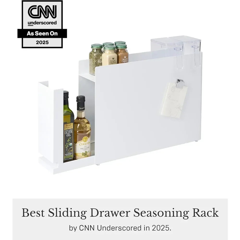 XMSJ Tower Seasoning Condiments Spice Rack With Drawer Kitchen Storage