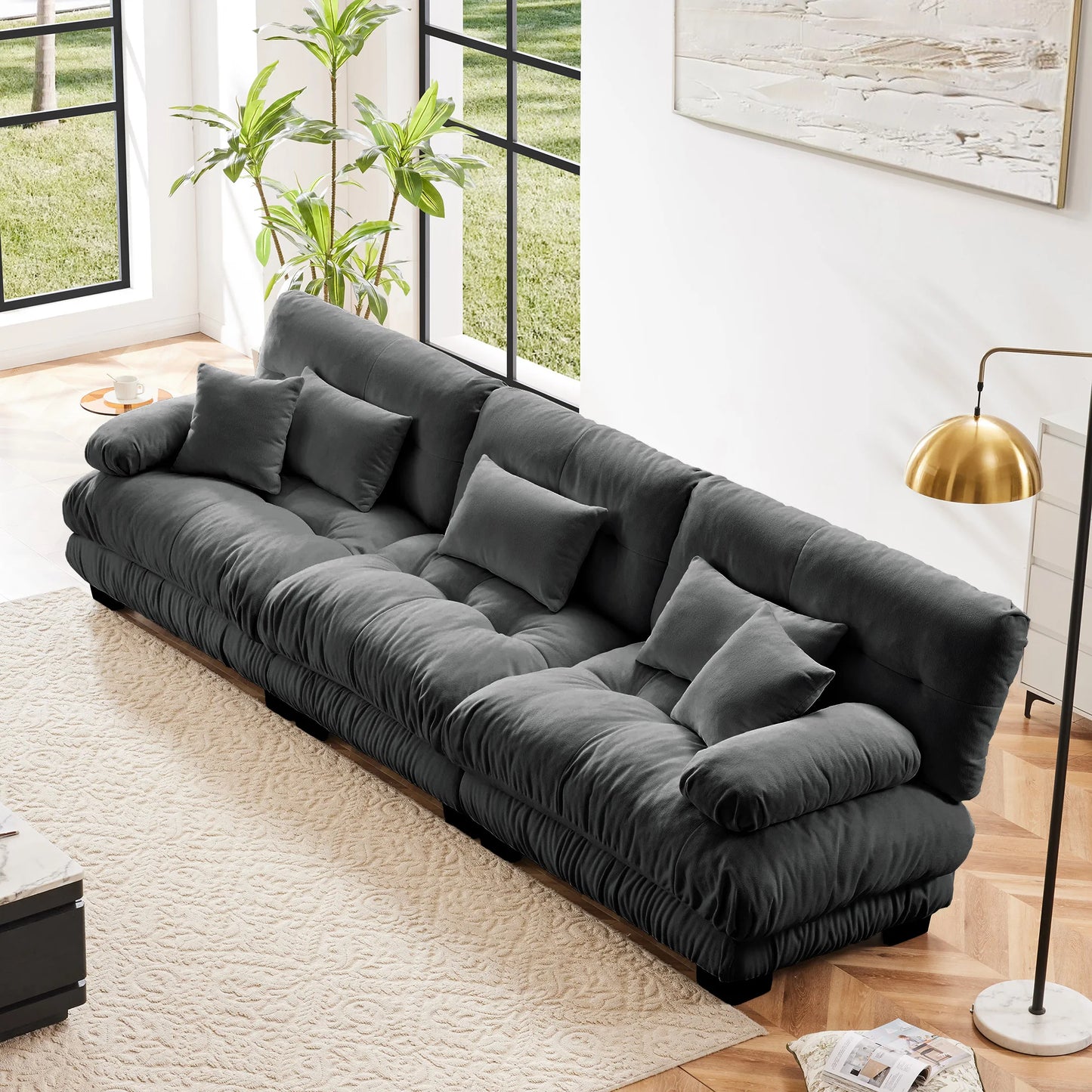 Modular Sectional Sofa Chenille With Ottomans Couch For Home Comfort